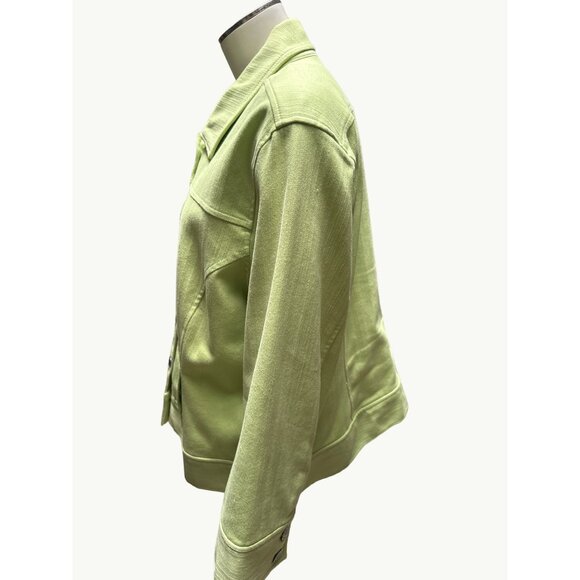 Christopher & Banks Lime Green Button Up Jacket Stretch Fabric Size L - Picture 2 of 9